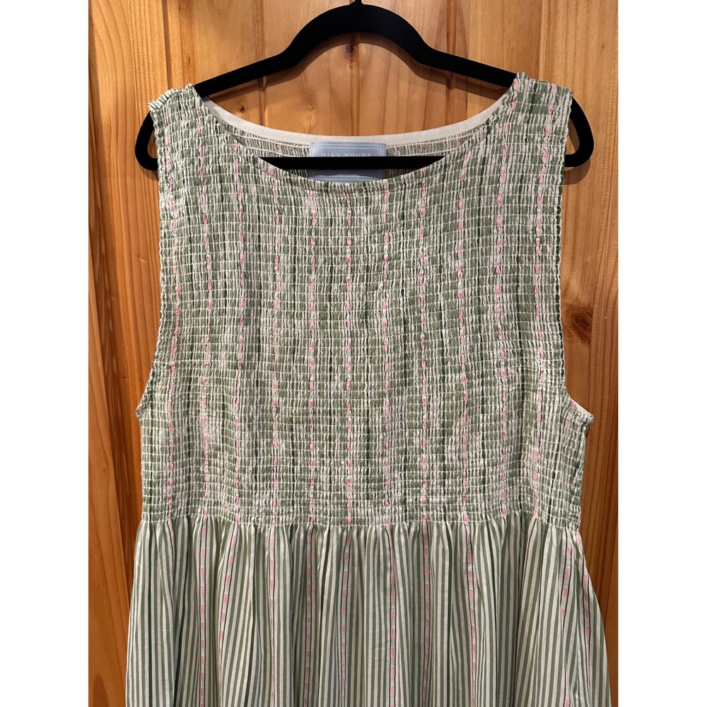 Hill House The Cosima Nap Dress Green White Striped Smocked Midi 3X - Picture 7 of 11